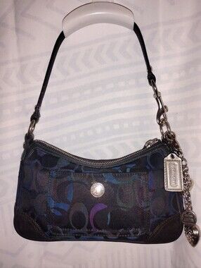 COACH Chelsea Optic Signature Mini Shoulder Bag Suede Vintage Y2k 2000 #K171
